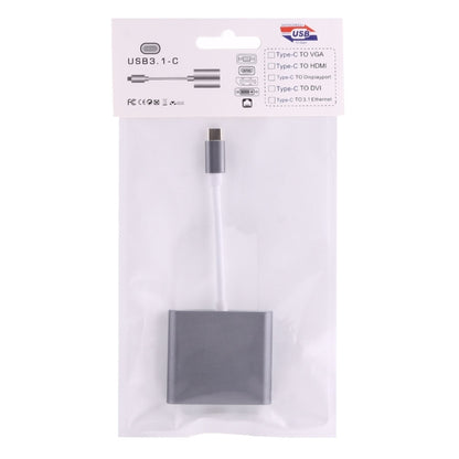 USB-C / Type-C 3.1 Male to USB-C / Type-C 3.1 Female & HDMI Female & USB 3.0 Female Adapter(Grey) - Cable & Adapters by PMC Jewellery | Online Shopping South Africa | PMC Jewellery | Buy Now Pay Later Mobicred
