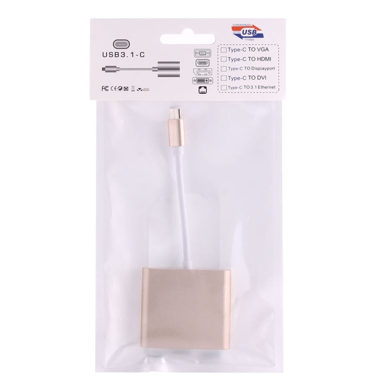 USB-C / Type-C 3.1 Male to USB-C / Type-C 3.1 Female & HDMI Female & USB 3.0 Female Adapter(Gold)
