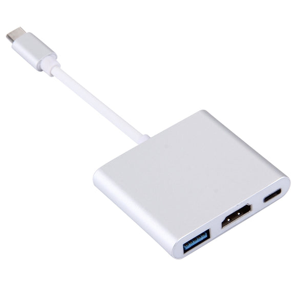 USB-C / Type-C 3.1 Male to USB-C / Type-C 3.1 Female & HDMI Female & USB 3.0 Female Adapter(Silver)