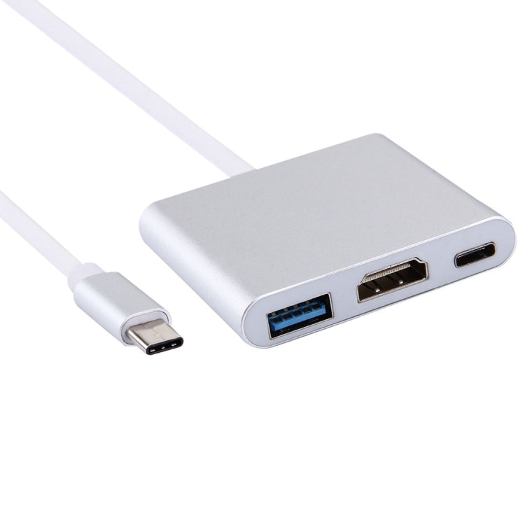 USB-C / Type-C 3.1 Male to USB-C / Type-C 3.1 Female & HDMI Female & USB 3.0 Female Adapter(Silver)