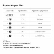 Laptop Power Adapter 65W USB-C / Type-C Converter to 6 in 1 Power Adapter (Black)