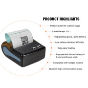 QS-8001 Portable 80mm Bluetooth POS Receipt Thermal Printer(Black)