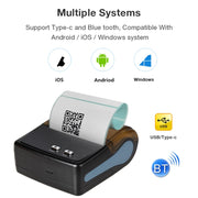 QS-8001 Portable 80mm Bluetooth POS Receipt Thermal Printer(Black)
