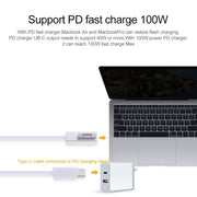 45W / 60W / 65W / 85W 5 Pin MagSafe 2 (T-Shaped) to USB-C / Type-C PD Charging Cable(White)