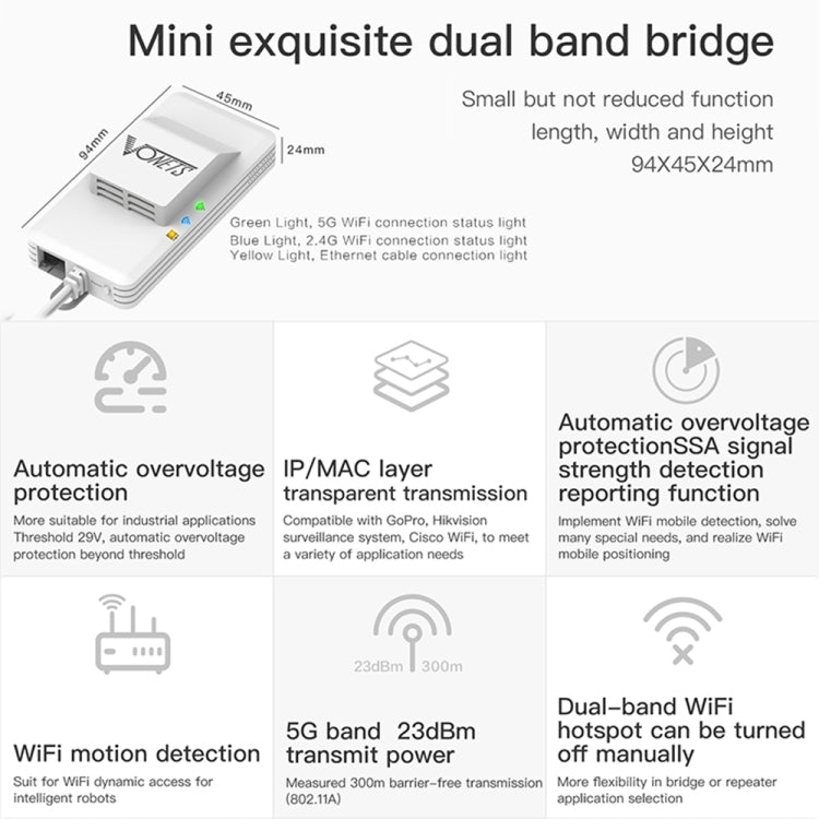 VONETS VAP11AC 5G / 2.4G Mini Wireless Bridge with Fan Version 300Mbps + 900Mbps WiFi Repeater, Support Video Surveillance & Control(White) - free shipping - PMC Jewellery - Order now!