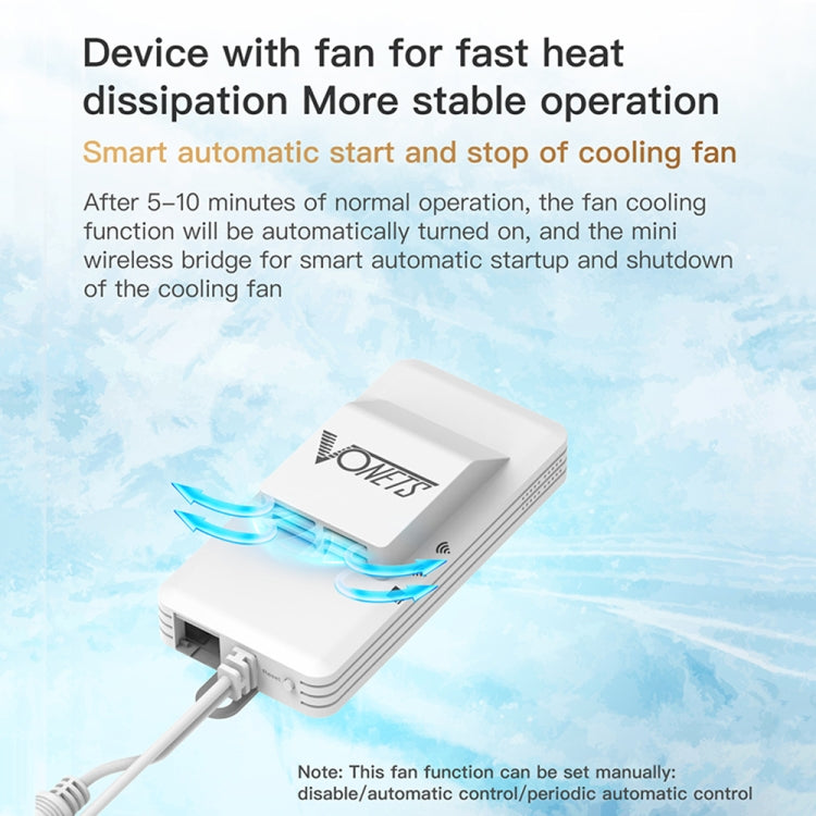 VONETS VAP11AC 5G / 2.4G Mini Wireless Bridge with Fan Version 300Mbps + 900Mbps WiFi Repeater, Support Video Surveillance & Control(White) - free shipping - PMC Jewellery - Order now!