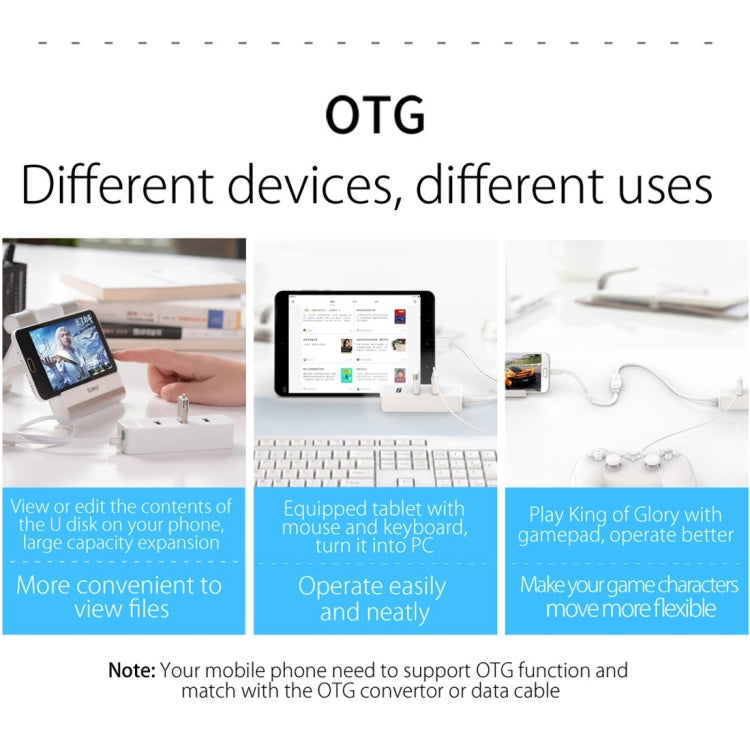 ORICO W5P-U2-100 USB 2.0 Desktop HUB with 100cm Micro USB Cable Power Supply(Black)