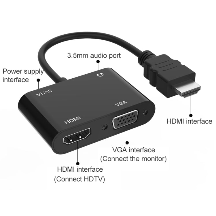 Onten 5165HV HDMI to HDMI + VGA Adapter - Adapter by Onten | Online Shopping South Africa | PMC Jewellery | Buy Now Pay Later Mobicred