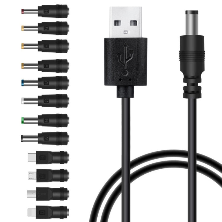 12 in 1 DC Power Cord USB Multi-Function Interchange Plug USB Charging Cable(Black) - free shipping - PMC Jewellery - Order now!