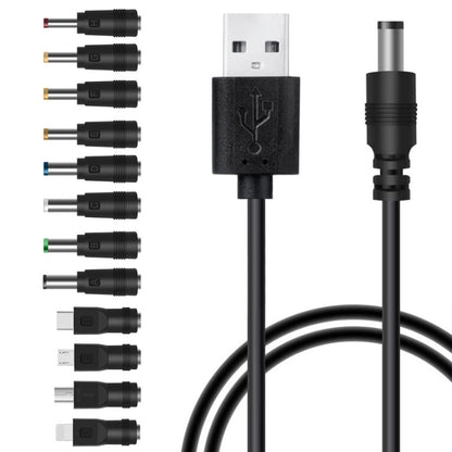 12 in 1 DC Power Cord USB Multi-Function Interchange Plug USB Charging Cable(Black) - free shipping - PMC Jewellery - Order now!