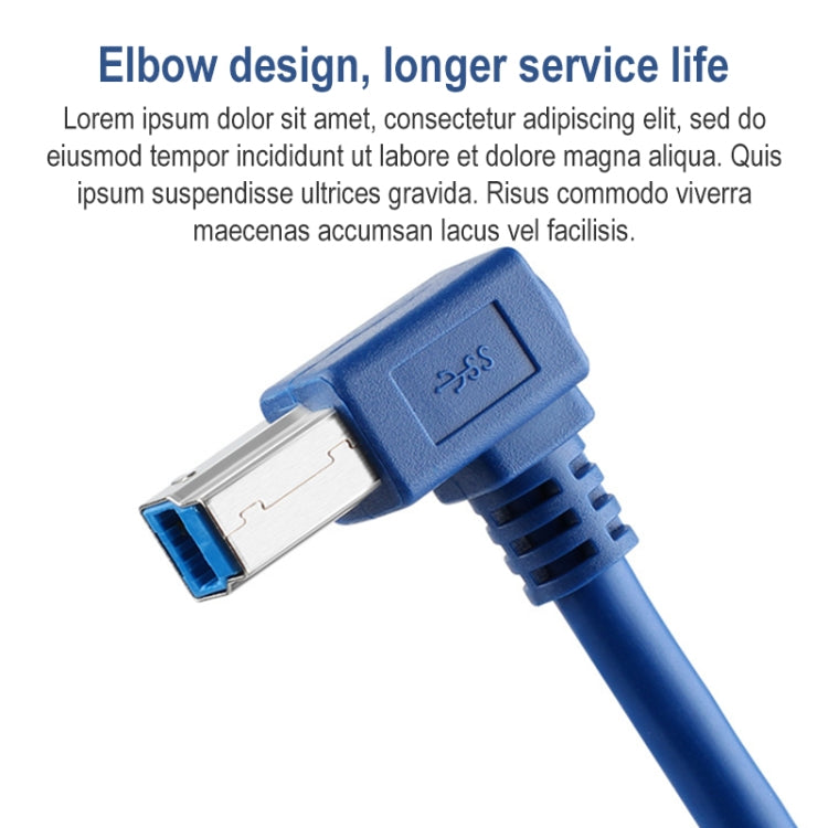 USB 3.0 A Male to Right 90 Degrees Angle USB 3.0 Type-B Male High Speed Printer Cable, Cable Length: 2m - USB 3.0 by PMC TechLife | Online Shopping South Africa | PMC TechLife