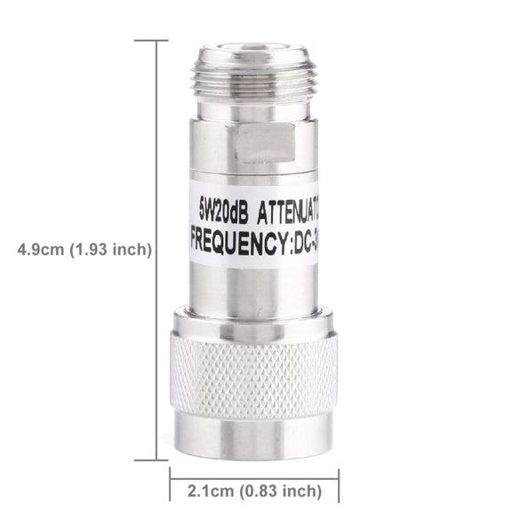 5W 20dBi N Female to N Male DC-13GHz Frequency Gain Attenuator(Silver)