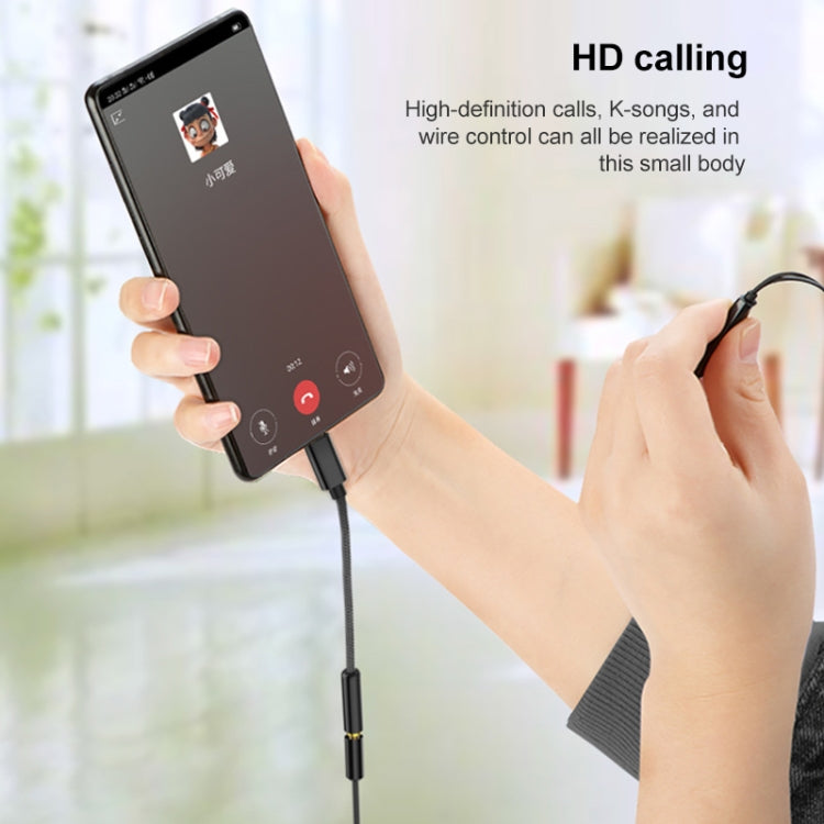 TA12-R2 USB-C / Type-C Male to 3.5mm Audio Female Single Crystal Copper Braid Earphone Adapter(Black Grey)