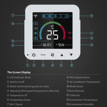 NEO NAS-RT01W WiFi Smart Color Screen Infrared Air Conditioner Controller Thermostat(White) - free shipping - PMC Jewellery - Order now!
