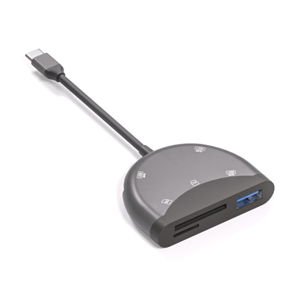 NK-3039 5 in 1 USB-C / Type-C Male to TF / SD Card Slot + 3 USB Female Adapter