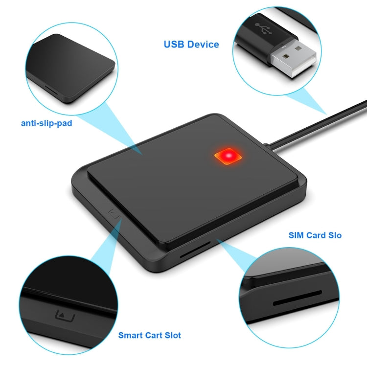 Rocketek CR317 USB 2.0 SIM  / ID / CAC Smart Card 2 in 1 Card Reader (Black) -  by ROCKETEK | Online Shopping South Africa | PMC Jewellery | Buy Now Pay Later Mobicred
