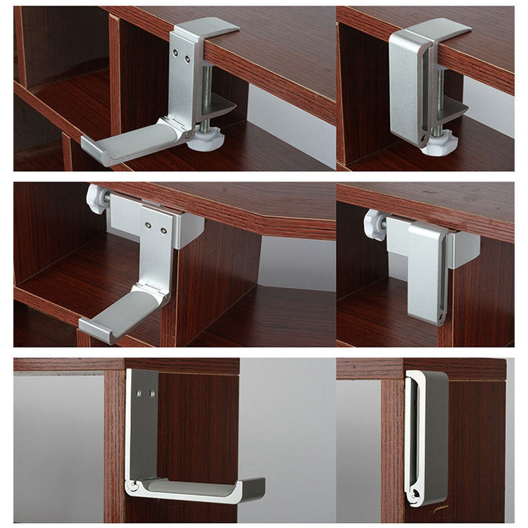 Paste Screw Type Metal Foldable Headset Stand Display Hanger(Silver)