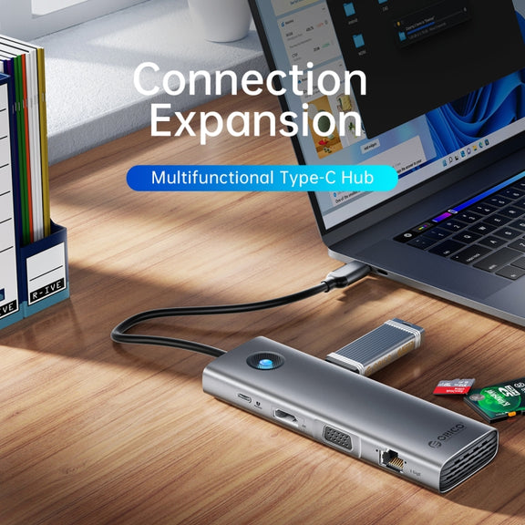 ORICO PW11-8PC Type-C / USB-C 8-in-1 5Gbps Multifunction Docking Station(Silver)