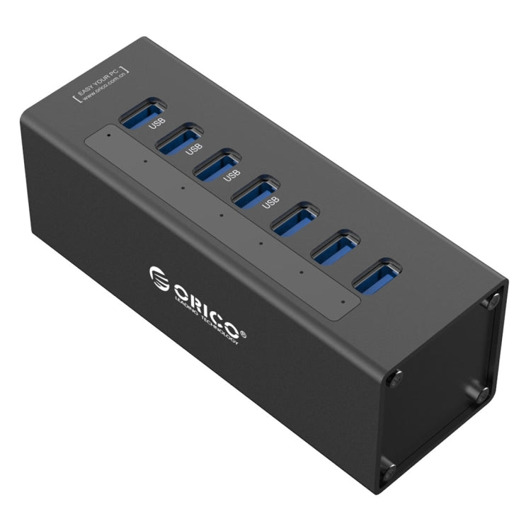 ORICO A3H7 Aluminum High Speed 7 Ports USB 3.0 HUB with 12V/2.5A Power Supply for Laptops(Black) - free shipping - PMC TechLife - Order now!