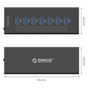 ORICO A3H7 Aluminum High Speed 7 Ports USB 3.0 HUB with 12V/2.5A Power Supply for Laptops(Black)