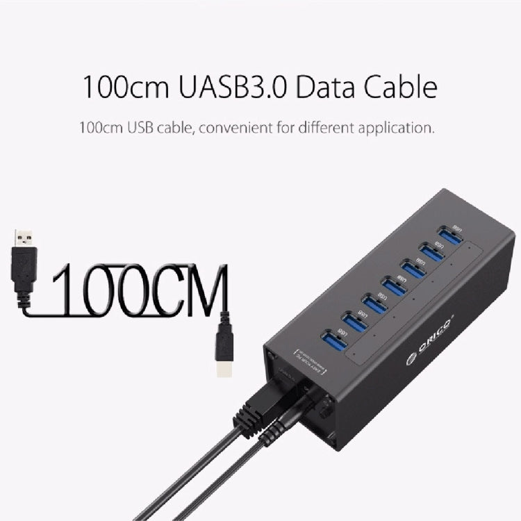 ORICO A3H7 Aluminum High Speed 7 Ports USB 3.0 HUB with 12V/2.5A Power Supply for Laptops(Black) - free shipping - PMC TechLife - Order now!