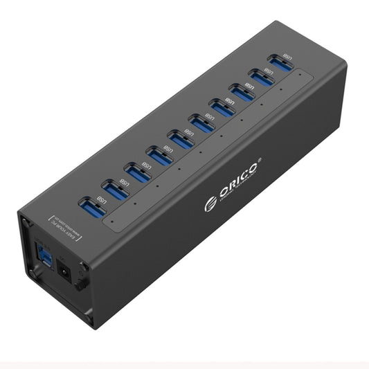 ORICO A3H10 Aluminum High Speed 10 Ports USB 3.0 HUB with Power Adapter for Laptops(Black) - free shipping - PMC Jewellery - Order now!