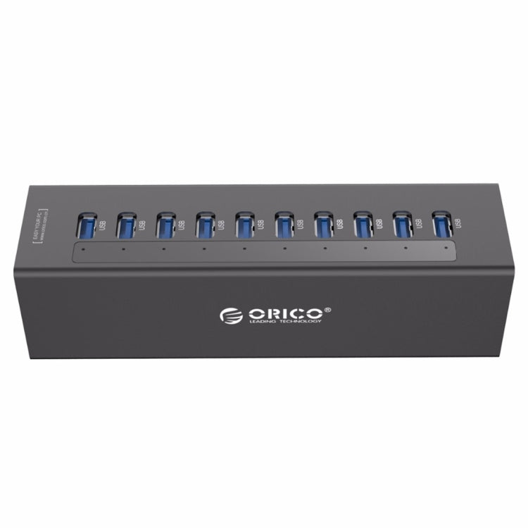 ORICO A3H10 Aluminum High Speed 10 Ports USB 3.0 HUB with Power Adapter for Laptops(Black) - free shipping - PMC Jewellery - Order now!
