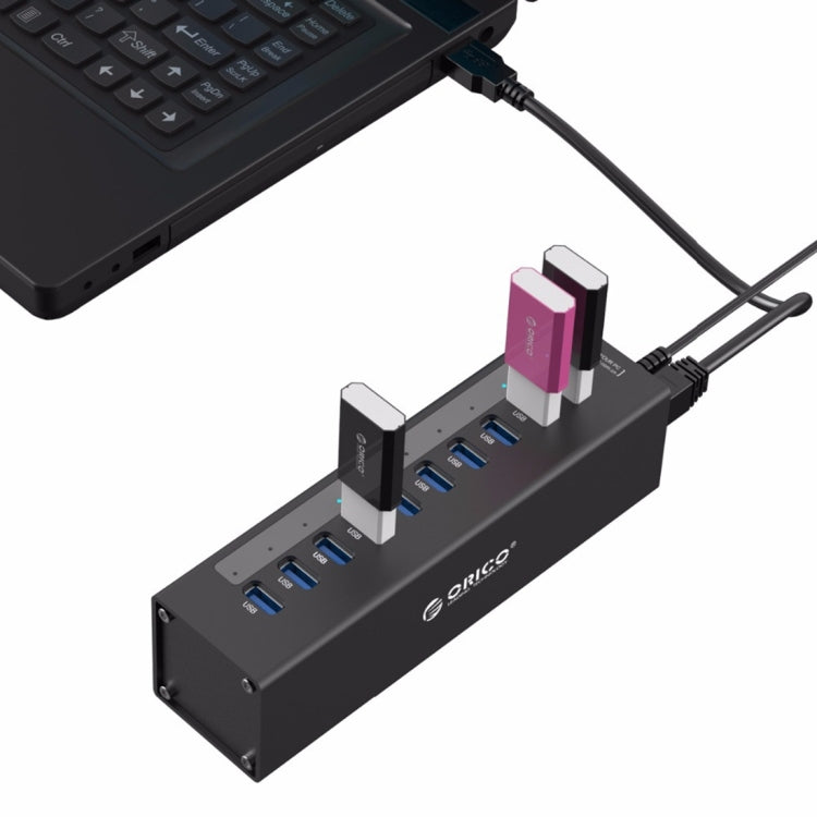 ORICO A3H10 Aluminum High Speed 10 Ports USB 3.0 HUB with Power Adapter for Laptops(Black) - free shipping - PMC Jewellery - Order now!