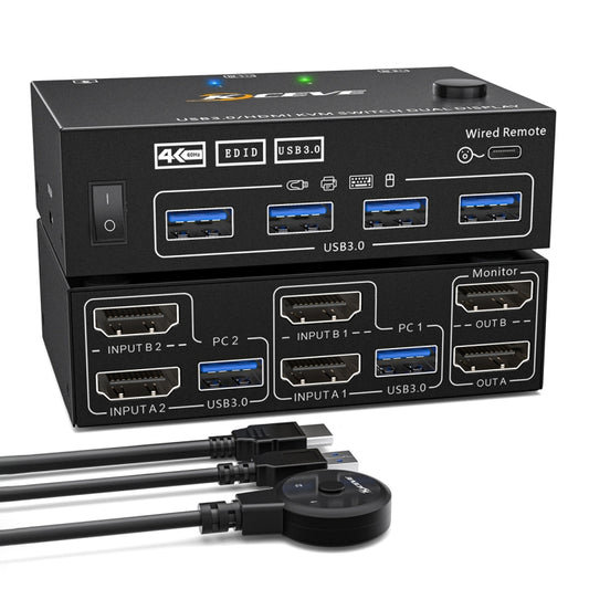 KC-KVM202AS 4K 60HZ USB3.0 HDMI Dual Display KVM Switcher Support EDID Analog Lock Screen - Switch by PMC Jewellery | Online Shopping South Africa | PMC Jewellery | Buy Now Pay Later Mobicred