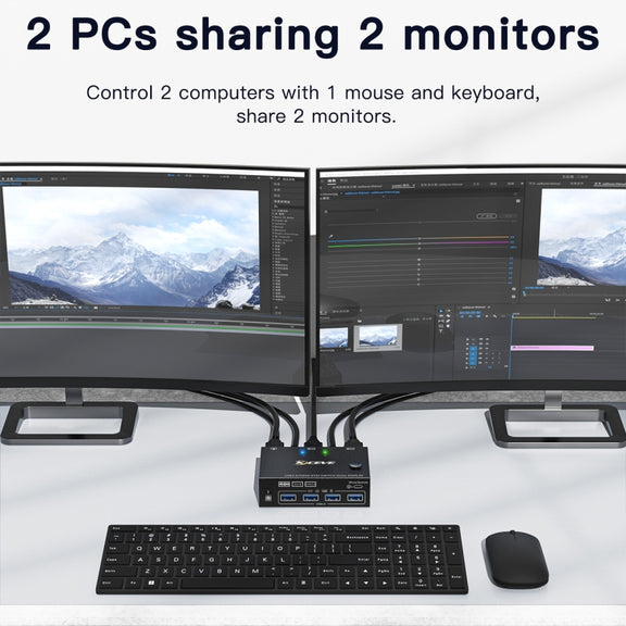 KC-KVM202AS 4K 60HZ USB3.0 HDMI Dual Display KVM Switcher Support EDID Analog Lock Screen