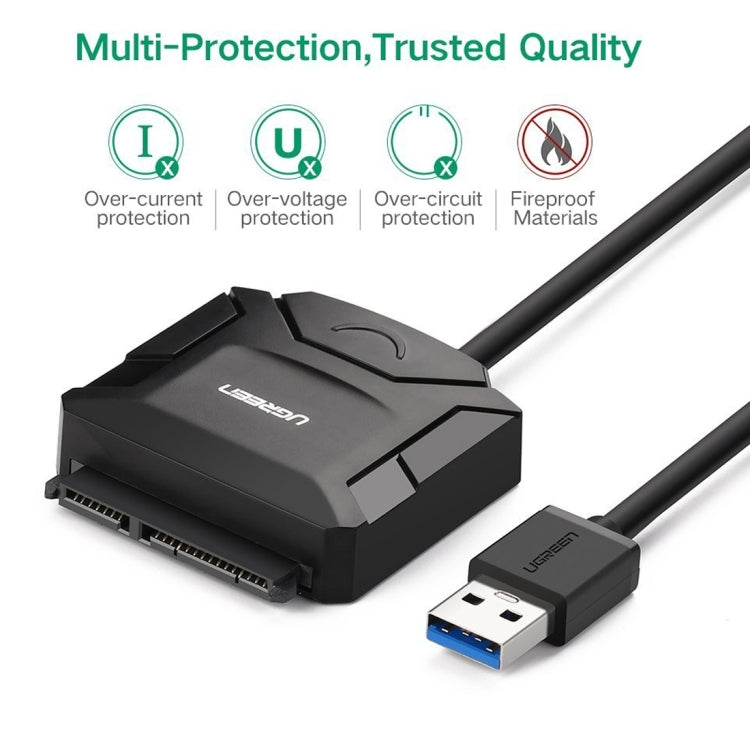 UGREEN USB 3.0 to SATA Adapter Cable Converter for 2.5 / 3.5 inch Hard Drive Disk HDD and SSD, Support UASP SATA 3.0(Black) - USB to IDE / SATA by UGREEN | Online Shopping South Africa | PMC TechLife