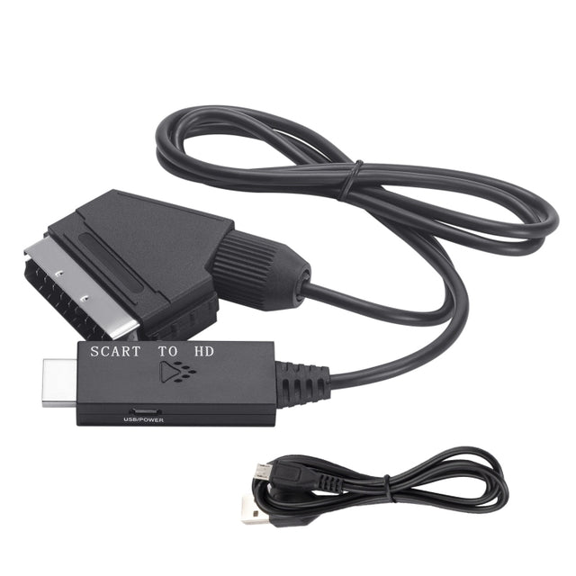 Scart To HDMI-Compatible Converter Video Audio Adapter Cable (Black)