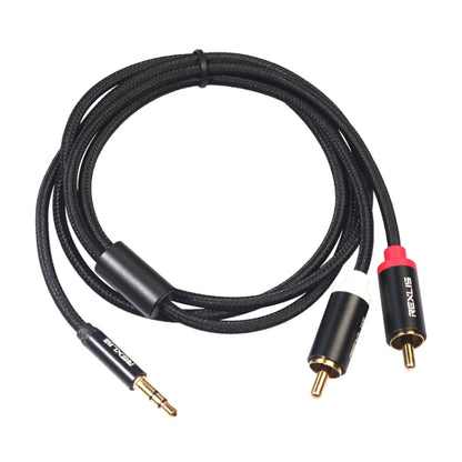 REXLIS 3635 3.5mm Male to Dual RCA Gold-plated Plug Black Cotton Braided Audio Cable for RCA Input Interface Active Speaker, Length: 1m - RCA Cable by REXLIS | Online Shopping South Africa | PMC Jewellery | Buy Now Pay Later Mobicred