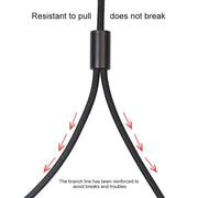 REXLIS 3635 3.5mm Male to Dual RCA Gold-plated Plug Black Cotton Braided Audio Cable for RCA Input Interface Active Speaker, Length: 1m