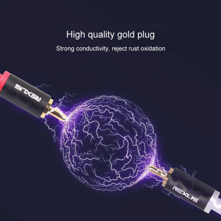REXLIS 3635 3.5mm Male to Dual RCA Gold-plated Plug Black Cotton Braided Audio Cable for RCA Input Interface Active Speaker, Length: 1m - RCA Cable by REXLIS | Online Shopping South Africa | PMC TechLife | Buy Now Pay Later Mobicred