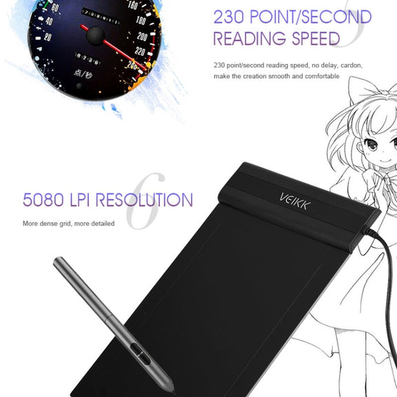 VEIKK S640 6x4 inch 5080 LPI Electronic Graphic Tablet