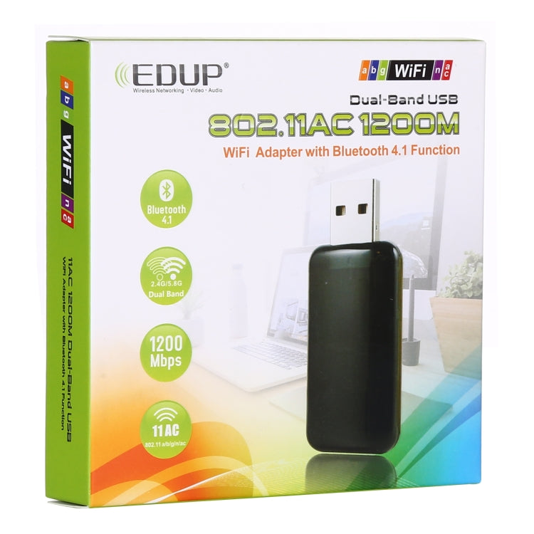 EDUP EP-AC1681 2 in 1 AC1200Mbps 2.4GHz & 5.8GHz Dual Band USB WiFi Adapter External Network Card with Bluetooth 4.1 Function - USB Network Adapter by EDUP | Online Shopping South Africa | PMC TechLife | Buy Now Pay Later Mobicred