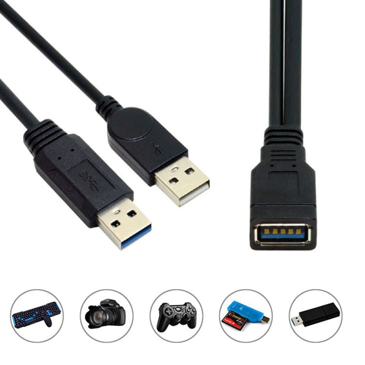 2 in 1 USB 3.0 Female to USB 2.0 + USB 3.0 Male Cable for Computer / Laptop, Length: 29cm - USB Cable by PMC TechLife | Online Shopping South Africa | PMC TechLife