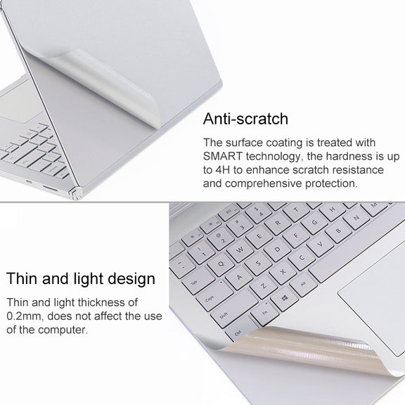 4 in 1 Notebook Shell Protective Film Sticker Set for Microsoft Surface Book 2 15 inch(Grey)