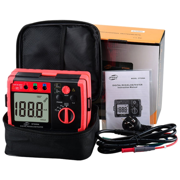 BENETECH GT5206A Professional LCD Digital Leakage Protector Switch Tester