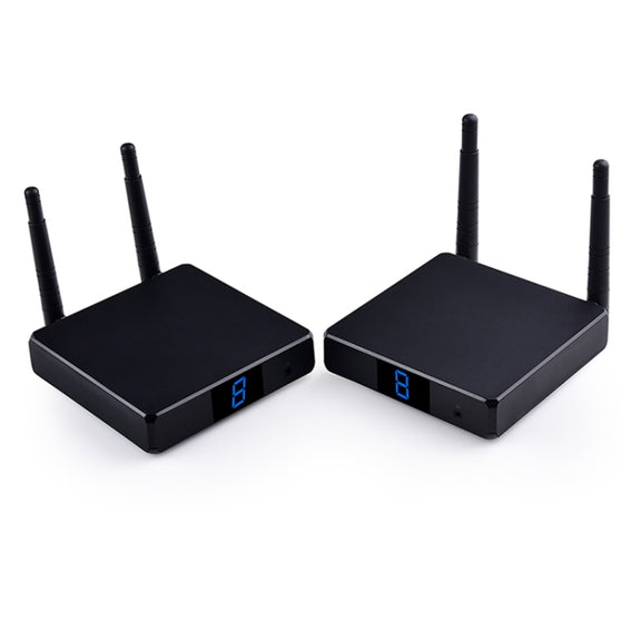 Measy FHD686-2 Full HD 1080P 3D 2.4GHz / 5.8GHz Wireless HD Multimedia Interface Extender 1 Transmitter + 2 Receiver, Transmission Distance: 200m(UK Plug)