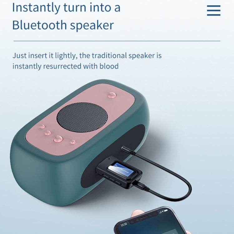 T11B 2 in 1 USB Bluetooth 5.0 Transmitter & Receiver Audio Adapter with LCD Screen(Black) - Audio Receiver Transmitter by PMC TechLife | Online Shopping South Africa | PMC TechLife