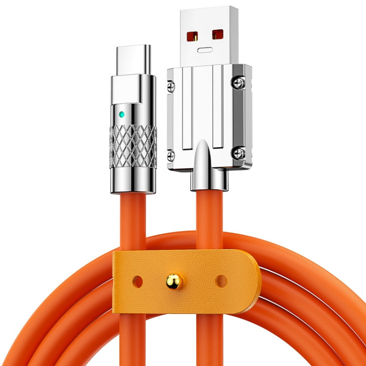 Mech Series 6A 120W USB to USB-C / Type-C Metal Plug Silicone Fast Charging Data Cable, Length: 1.2m(Orange) - free shipping - PMC TechLife - Order now!