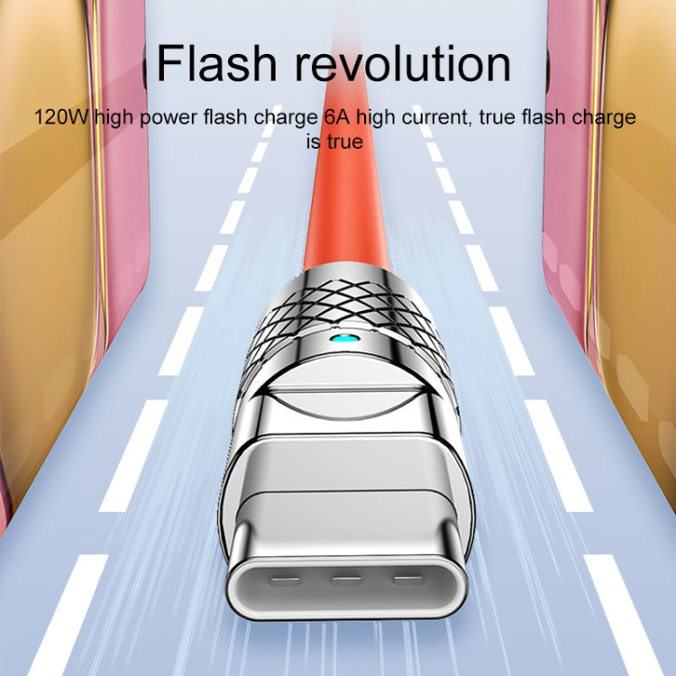 Mech Series 6A 120W USB to USB-C / Type-C Metal Plug Silicone Fast Charging Data Cable, Length: 1.2m(Orange) - free shipping - PMC TechLife - Order now!