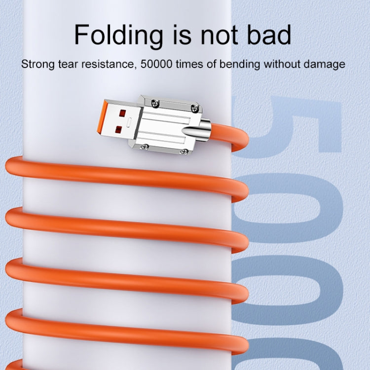 Mech Series 6A 120W USB to USB-C / Type-C Metal Plug Silicone Fast Charging Data Cable, Length: 1.2m(Orange)