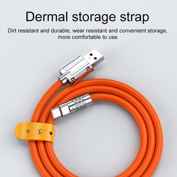 Mech Series 6A 120W USB to USB-C / Type-C Metal Plug Silicone Fast Charging Data Cable, Length: 1.2m(Orange)