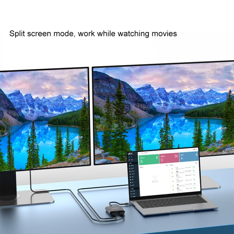 Onten 9175K 4 in 1 USB-C / Type-C to Dual HDMI + USB 3.0 + PD3.0 USB-C / Type-C Charging Port 4K HD Video Converter - free shipping - PMC TechLife - Order now!