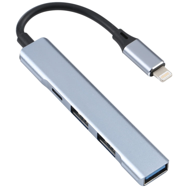 S-209 3 in 1 8 Pin Male to Dual USB 2.0 + USB 3.0 Female Adapter HUB(Silver Grey) - Converter & Adapter by PMC TechLife | Online Shopping South Africa | PMC TechLife
