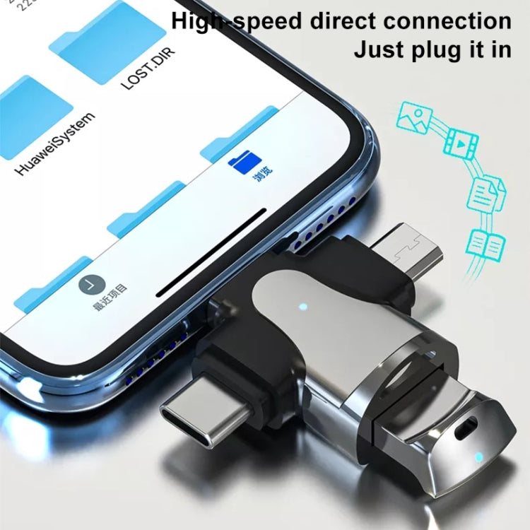 3 in 1 8 Pin + USB-C / Type-C + Micro USB Male to USB 3.0 Female Zinc Alloy Adapter - Converter & Adapter by PMC TechLife | Online Shopping South Africa | PMC TechLife