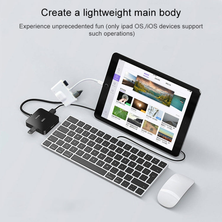 NK-1033 5 in 1 8 Pin Male to Dual USB + 3.5mm AUX + Ethernet + 8 Pin Power Female Adapter - Converter & Adapter by PMC TechLife | Online Shopping South Africa | PMC TechLife